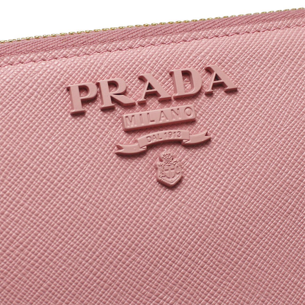 Prada Wallet Round Zip Long Leather Pink PETALO SAFFIANO SHINE - Picture 3 of 3